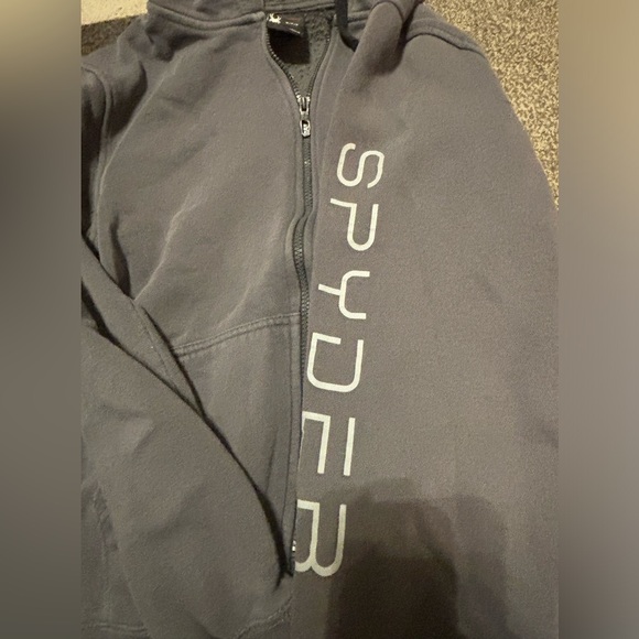 Spyder Full Zip Up Black Hooded Sweatshirt Jacket Hoodie Mens S/p Small Active - Picture 3 of 6